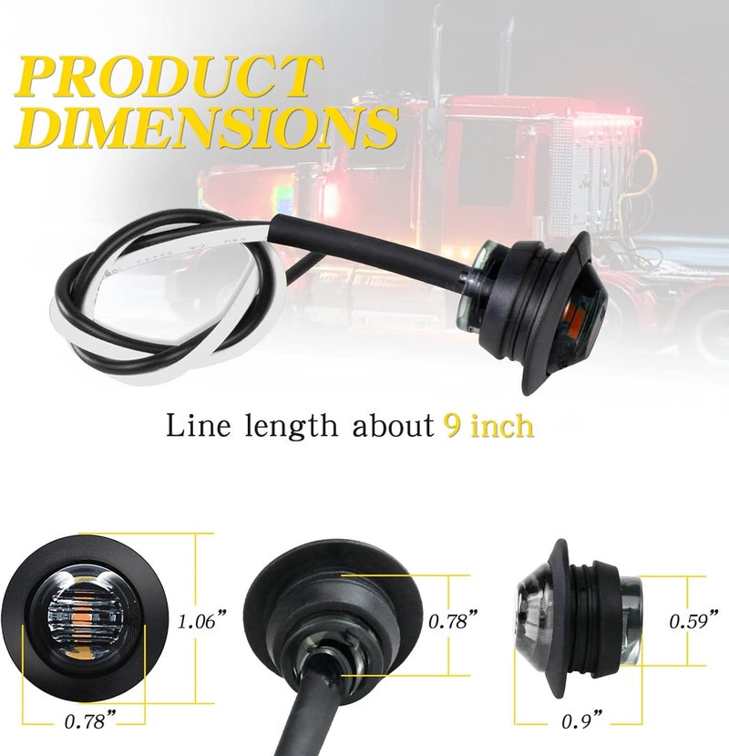 KEING 10 Pack Sealed Waterproof Mini Round 3/4 Inch White LED Marker Lights Signal Light 12V for Trailer Truck Bus Pickup Van ATV RV Lorry Caravan, 5 Years Warranty (Smoked Lens) - Image 3